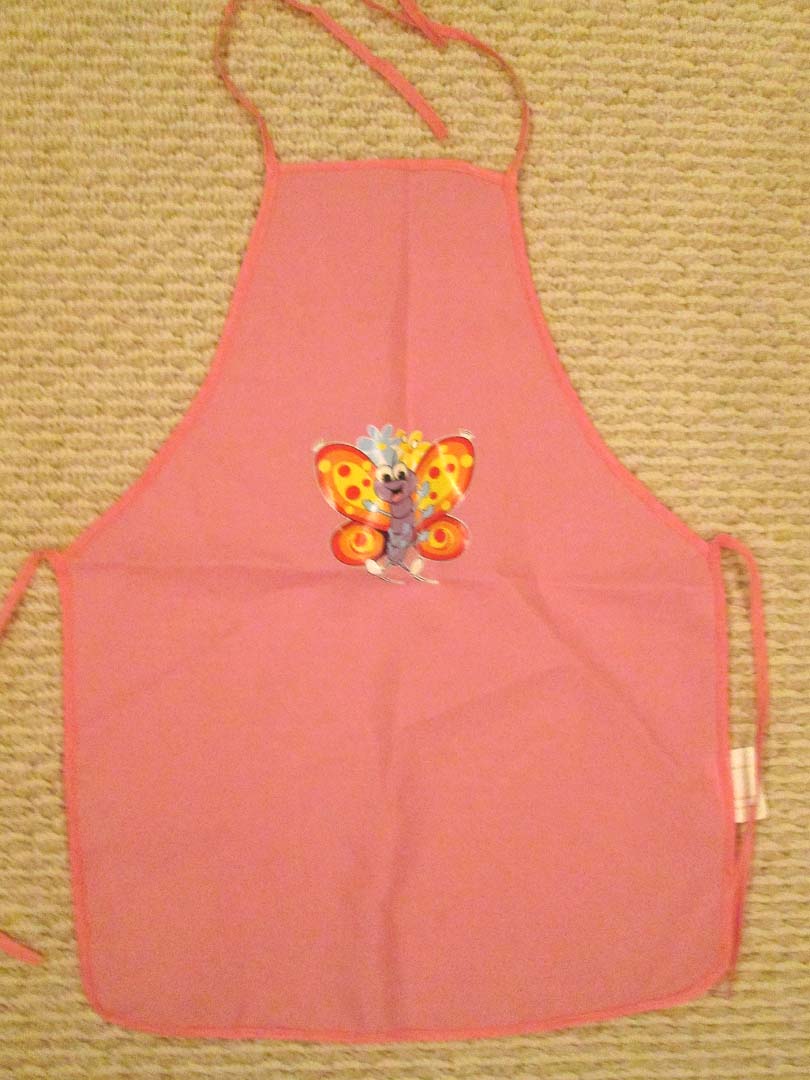 New kid's apron 14x19 pink w/ butterfly decal