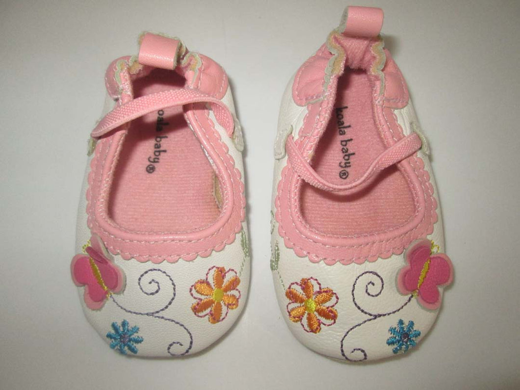 koala baby - white with flowers -soft sole - size Shoes-Baby 3