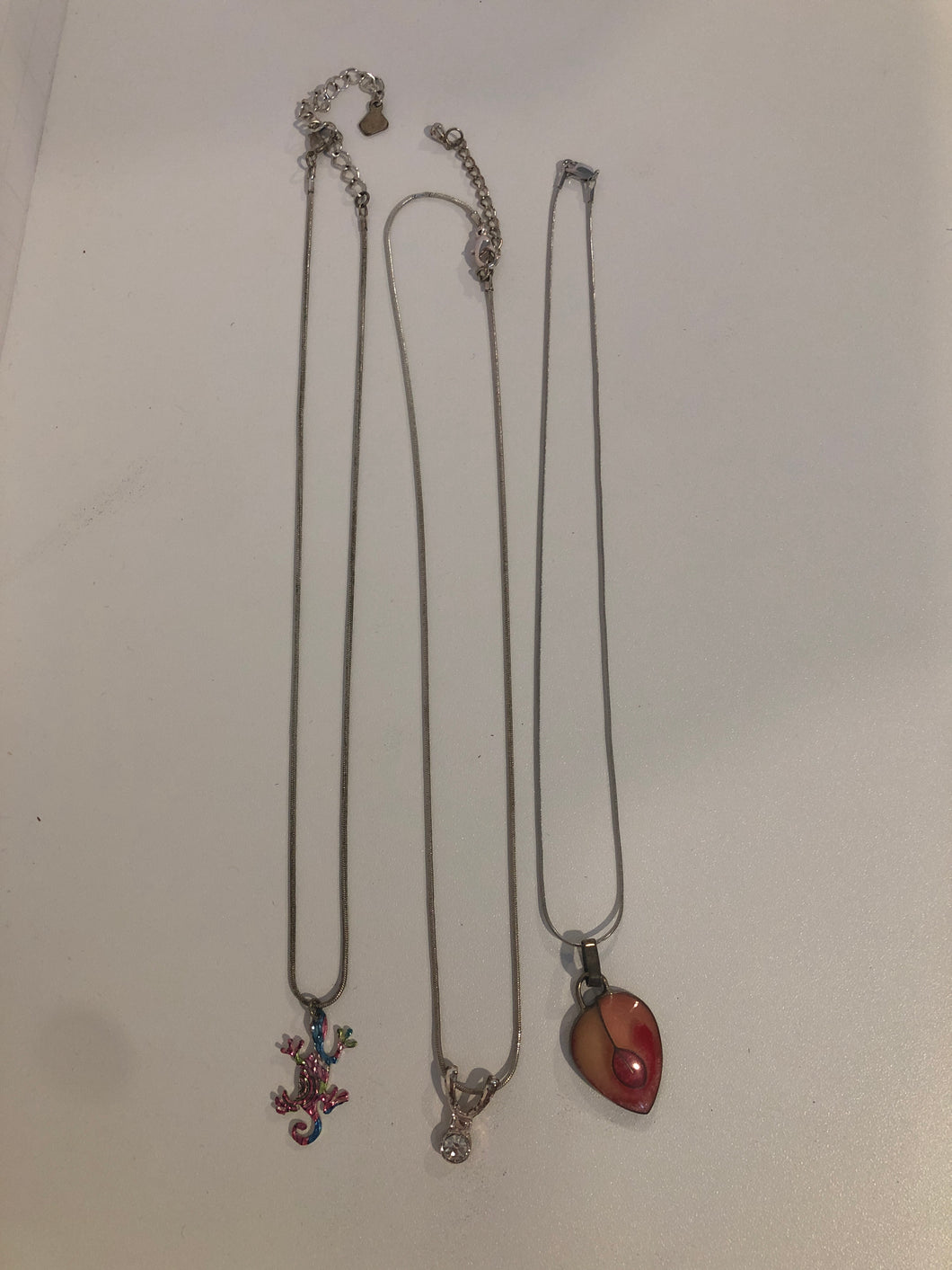 3 silver finish necklace 16 inch