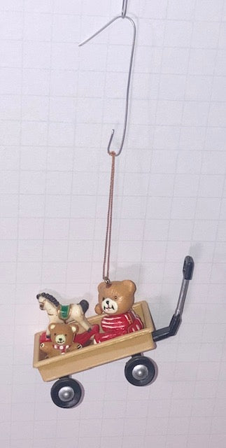 Plastic ornament wagon won't break if pets bump