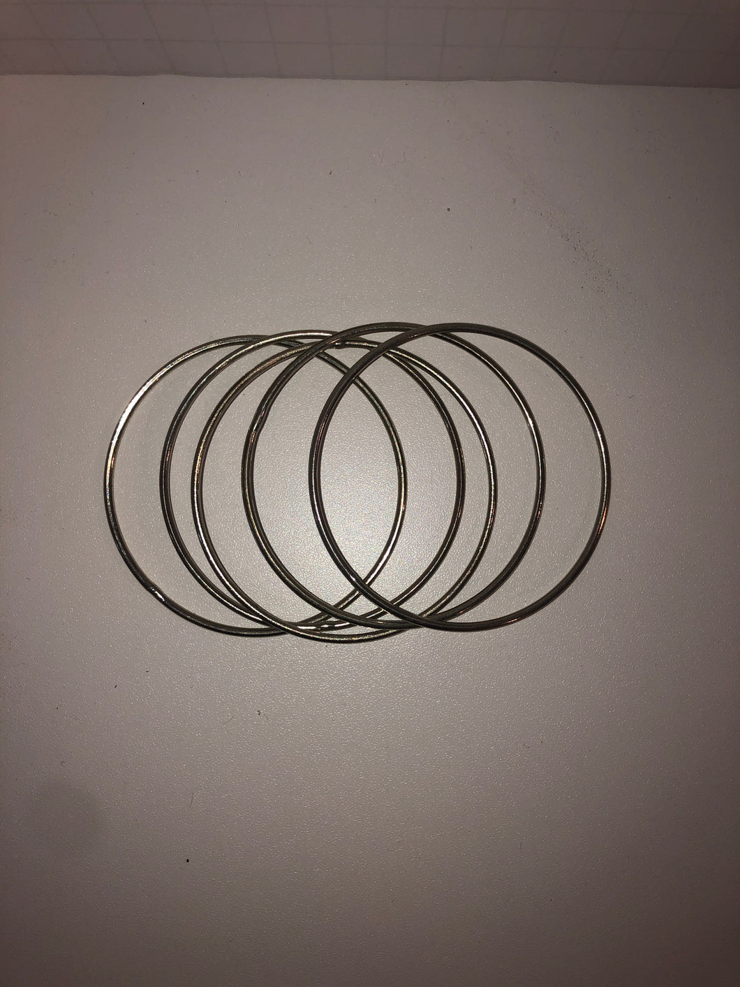 Bangle bracelets set of 5 smooth silver finish