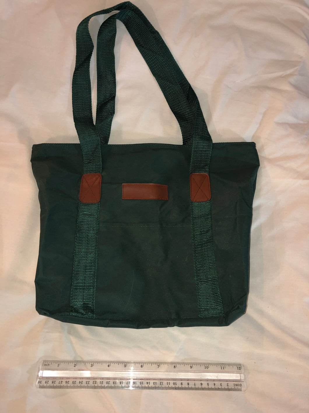 Dark green waterproof messenger tote bag 12x12