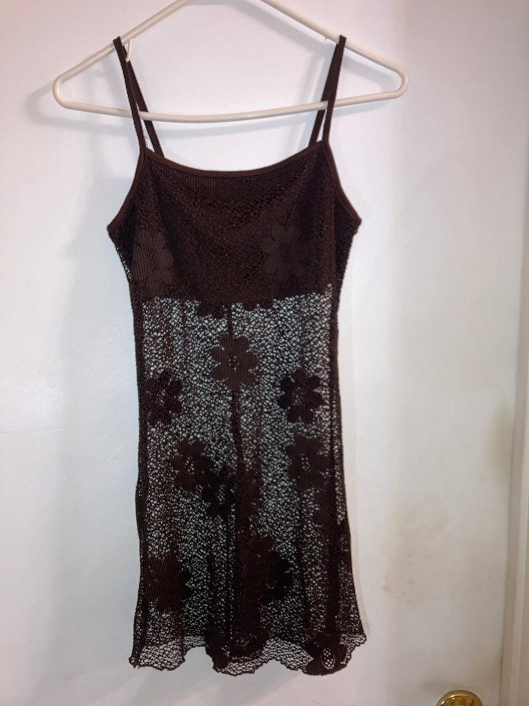 Sundress style swim Coverup dark brown - size Junior Girls XS (0-1)