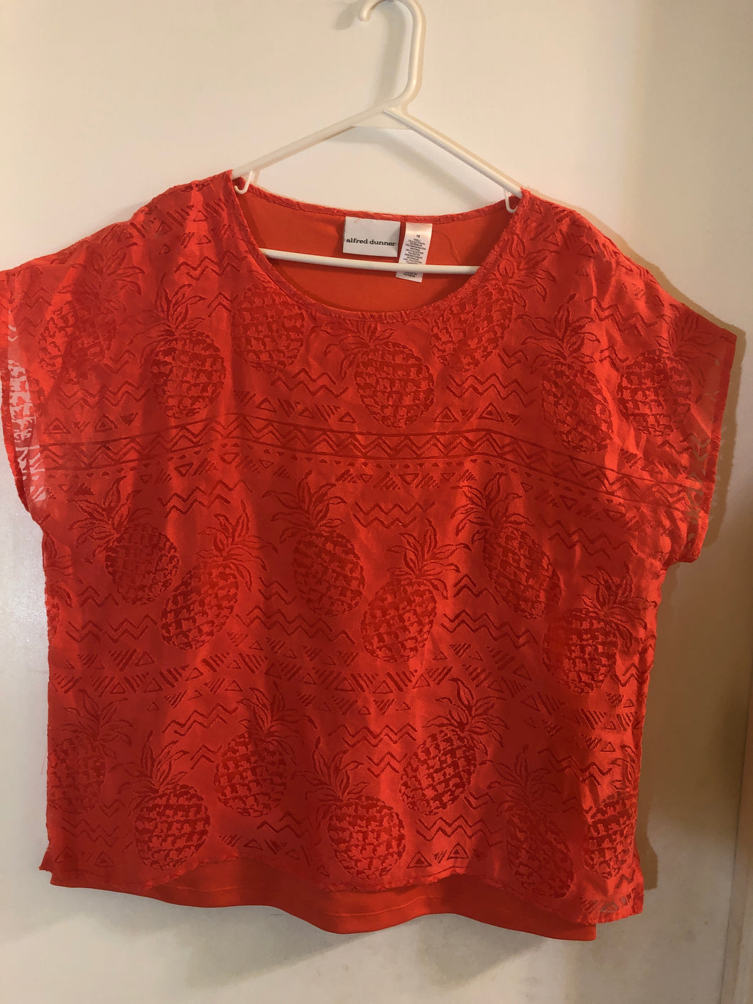 AlfredDunner orange poly rayon sheer lined shell - size Women 1XL (16-18)