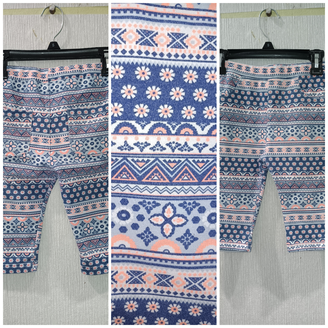 Freestyle Bermuda Shorts Blue/Pink Aztec Print - size Kids 10