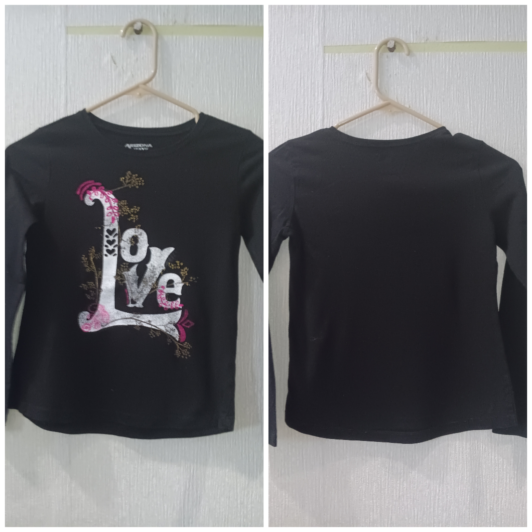 Arizona Jeans Black LS Love Graphic Shirt - size Kids 10