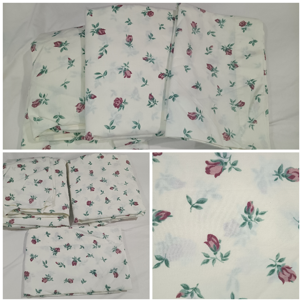 Twin sheet set Rose floral cotton - size Twin