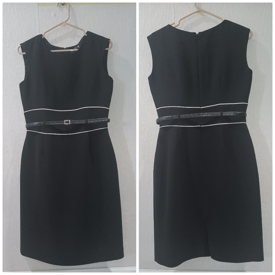 Tahari dress sz 6 Black sheath belted - size Women S (4-6)