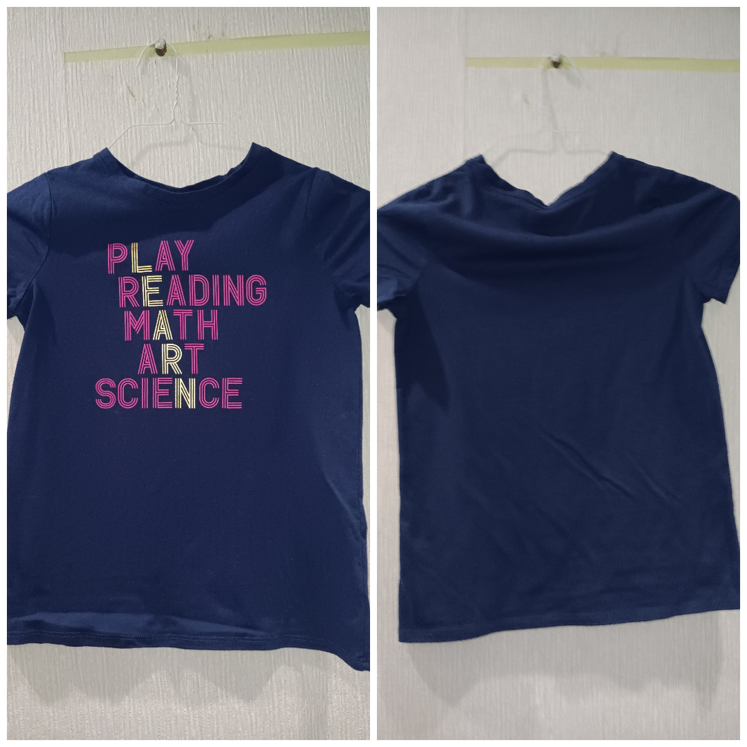Cat & Jack graphic tee Navy, pink text print - size Kids 10