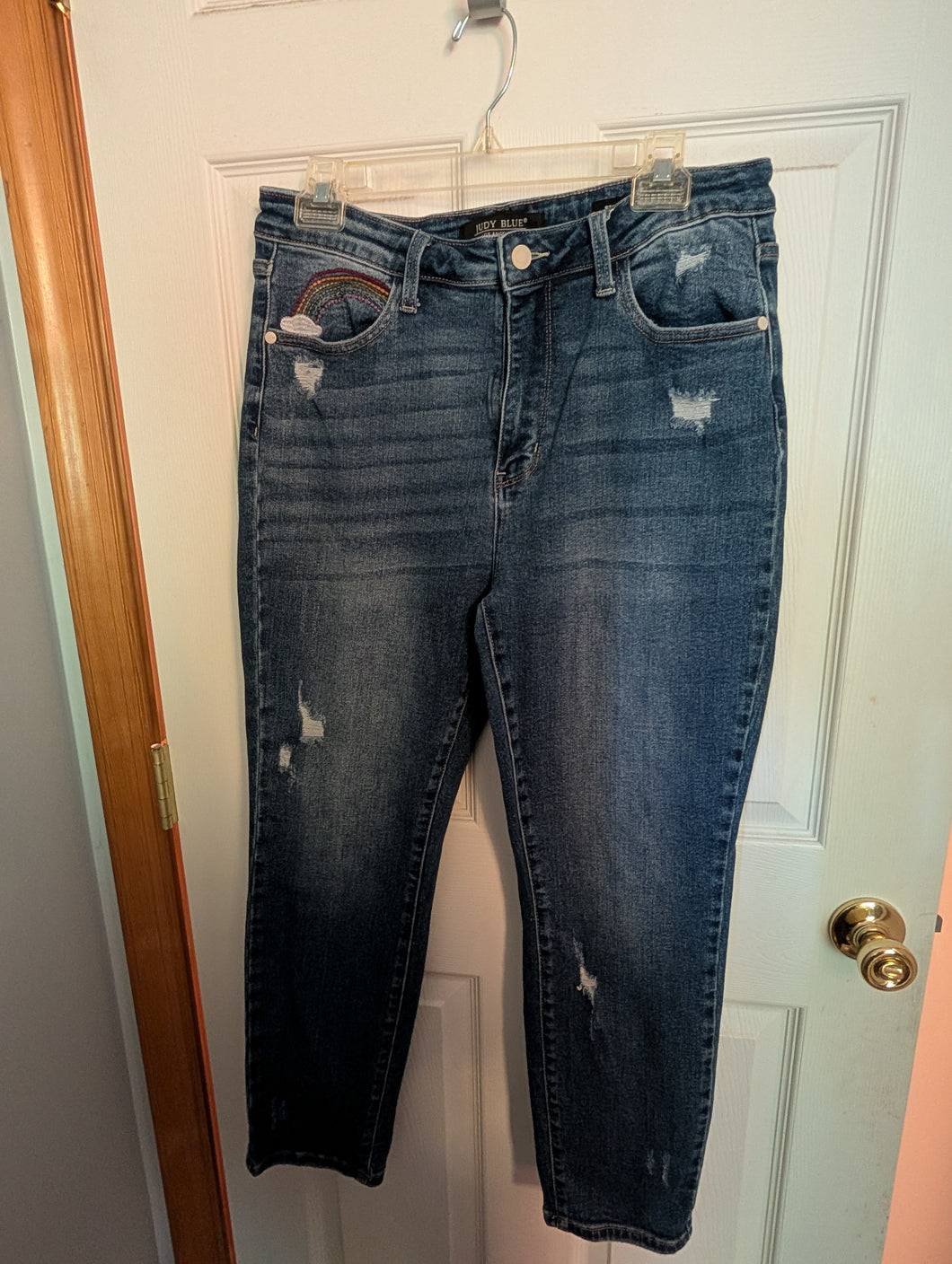 Judy Blue 13/31 Straight Leg Jean Rainbow Pocket - size Women L (12)
