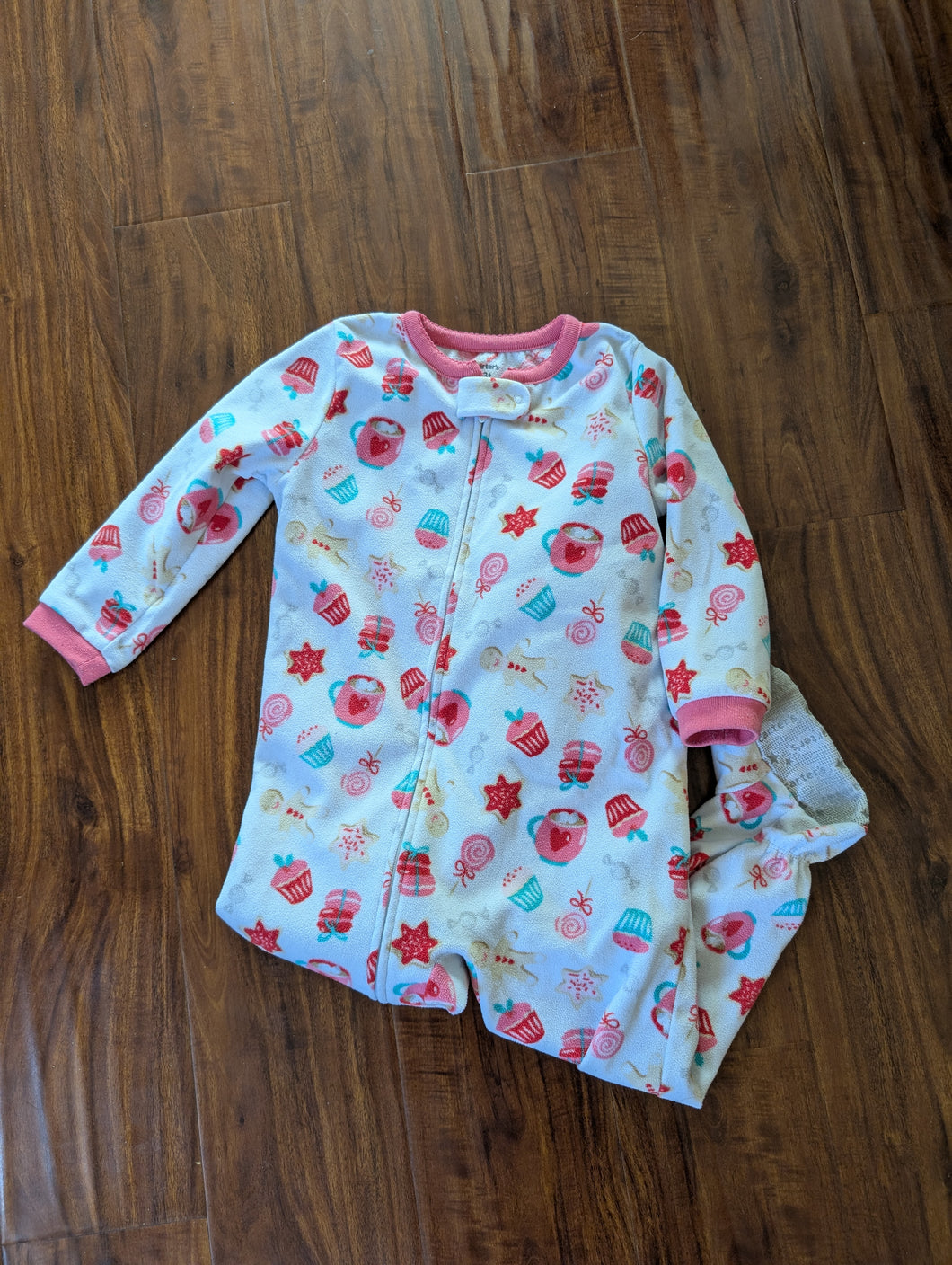 Carter's Fleece Footies Christmas Cookies - size 3T
