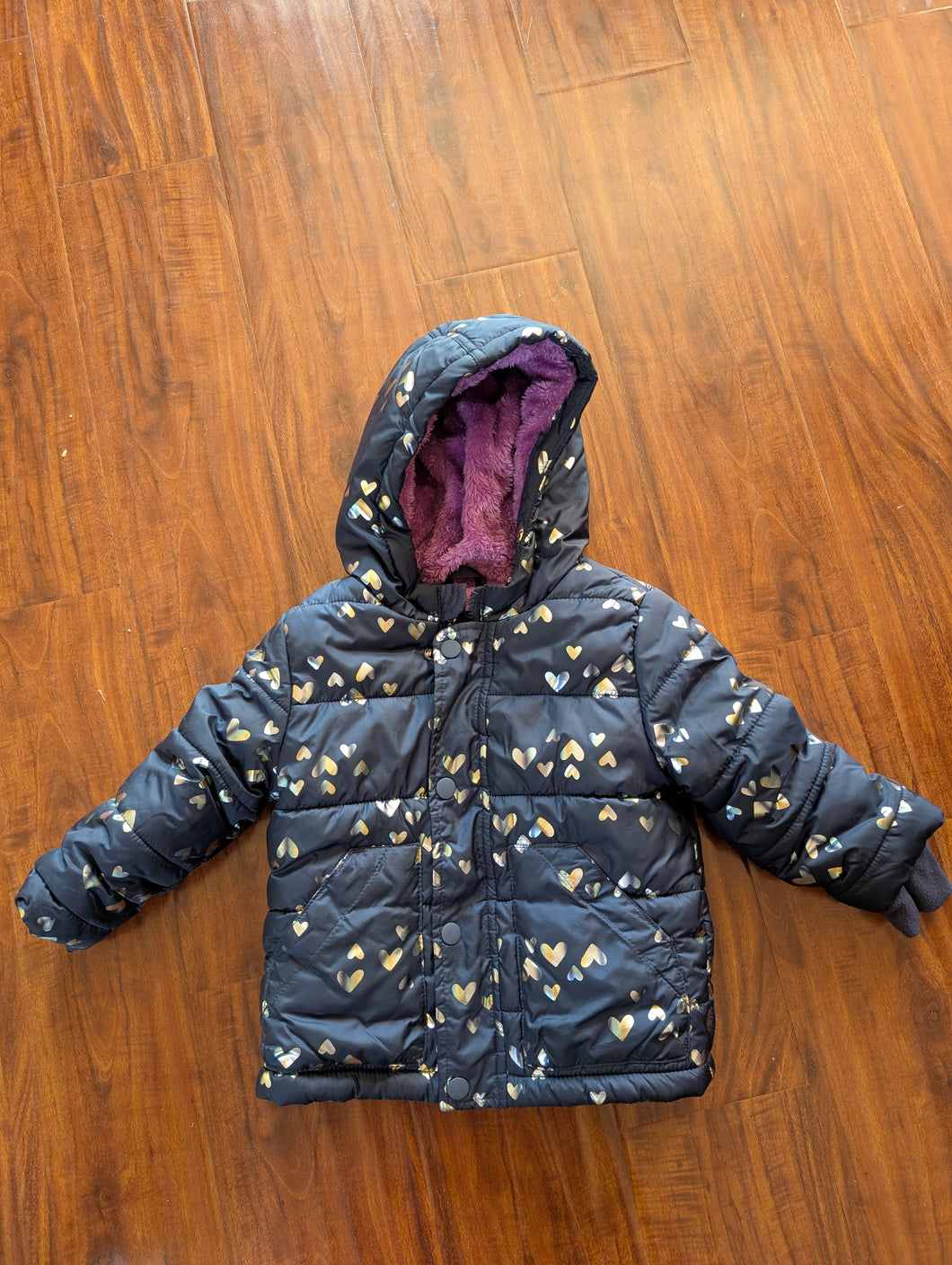 Cat & Jack warm winter Puffer Coat Navy with - size 18 Months