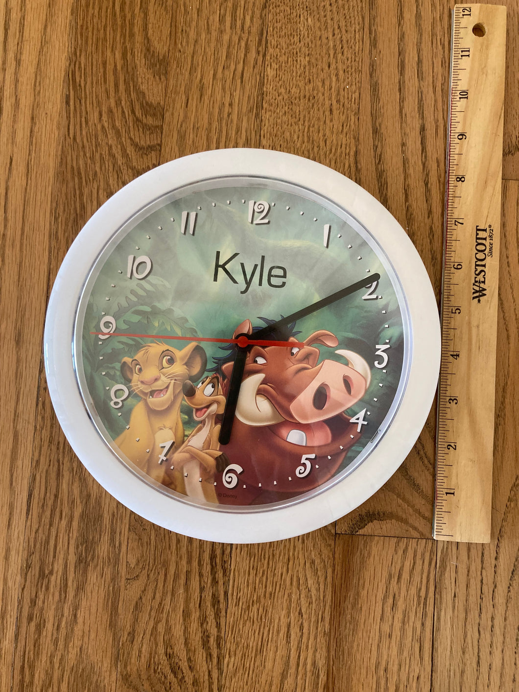 Kids Nursery Wall Clock Personal KYLE Lion King