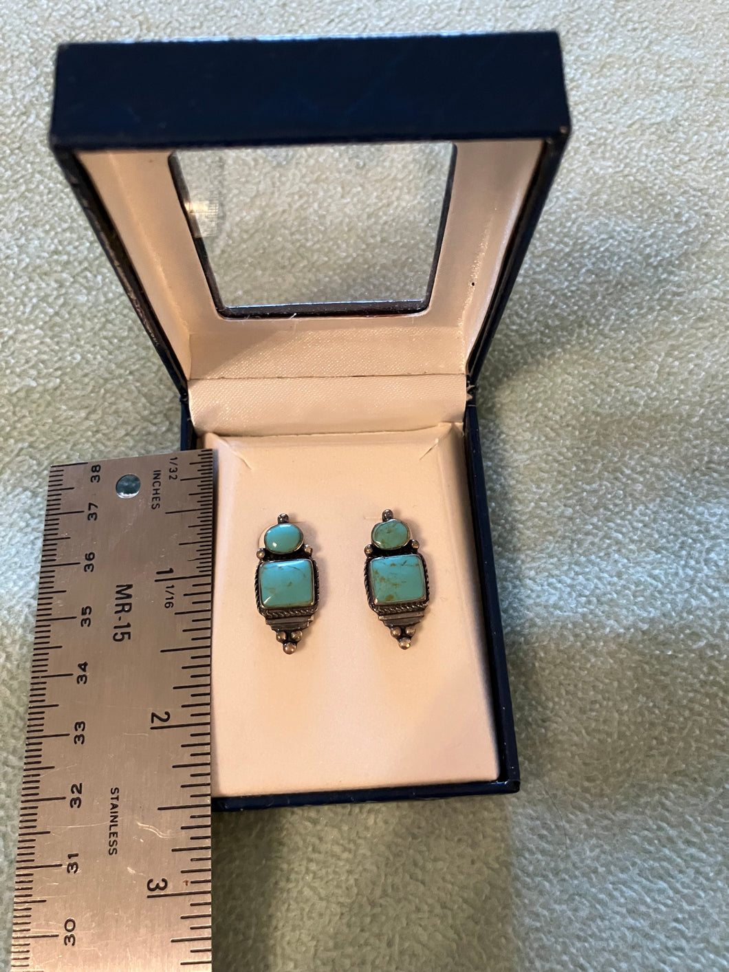 Post earrings dangling Turquoise-ish (not real)