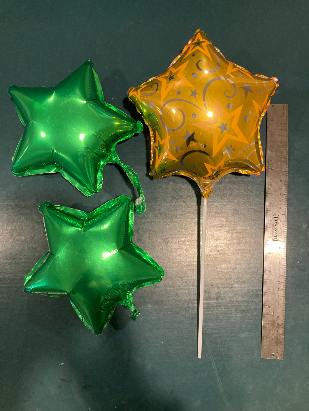 3 star balloons Green and Gold EHS color