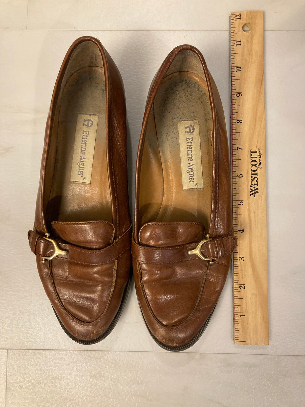Etienne Aigner loafer style flats gold buckle - size Shoes-Womens 6.5