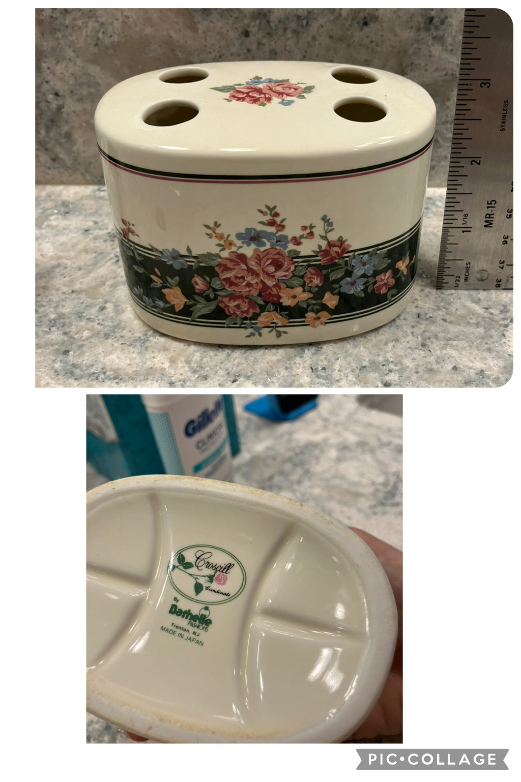 Croscill toothbrush Holder holds 4 brushes