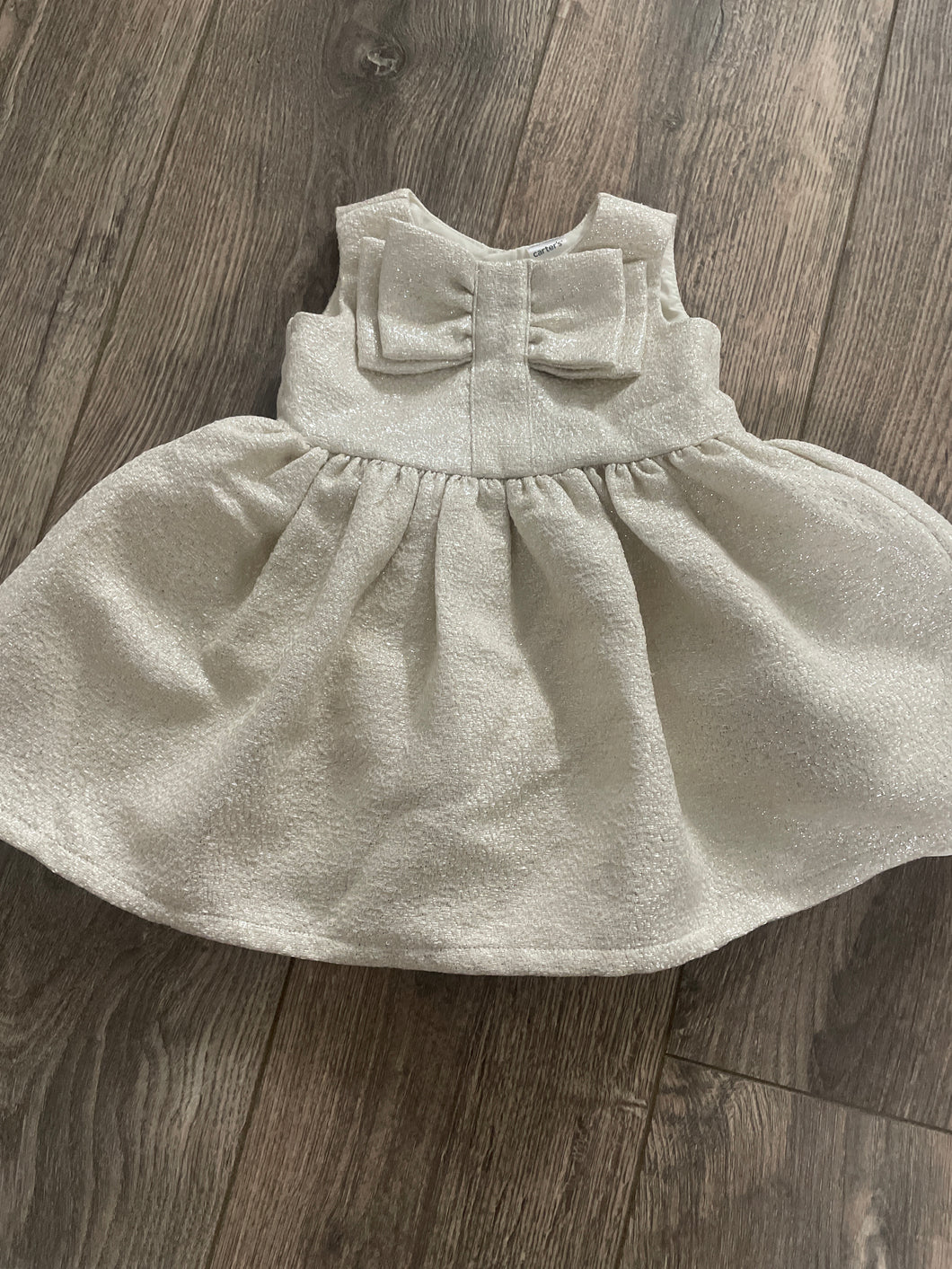 Carters Holiday Dress Beige Glitter - size 9 Months