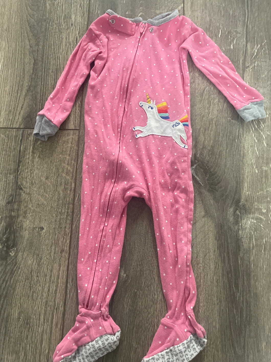 Carters Footed PJs Pink Unicorn - size 12 Months
