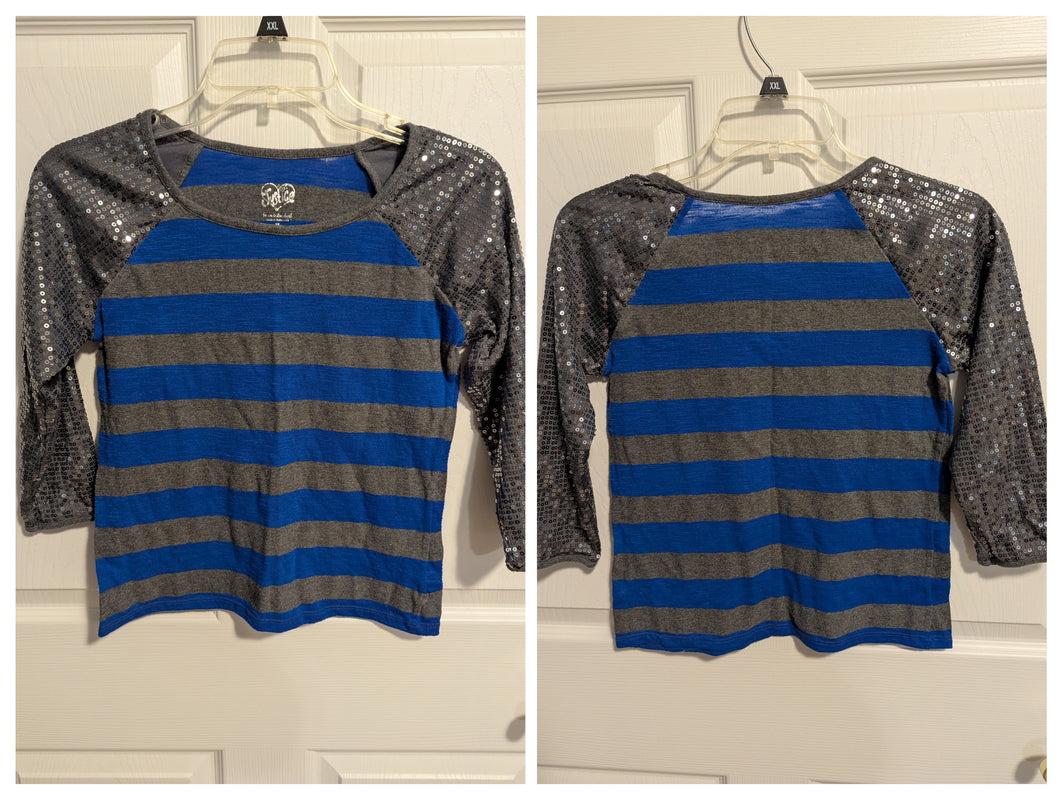 Justice 3/4 Shirt Gray/blue stripes - size Kids 12