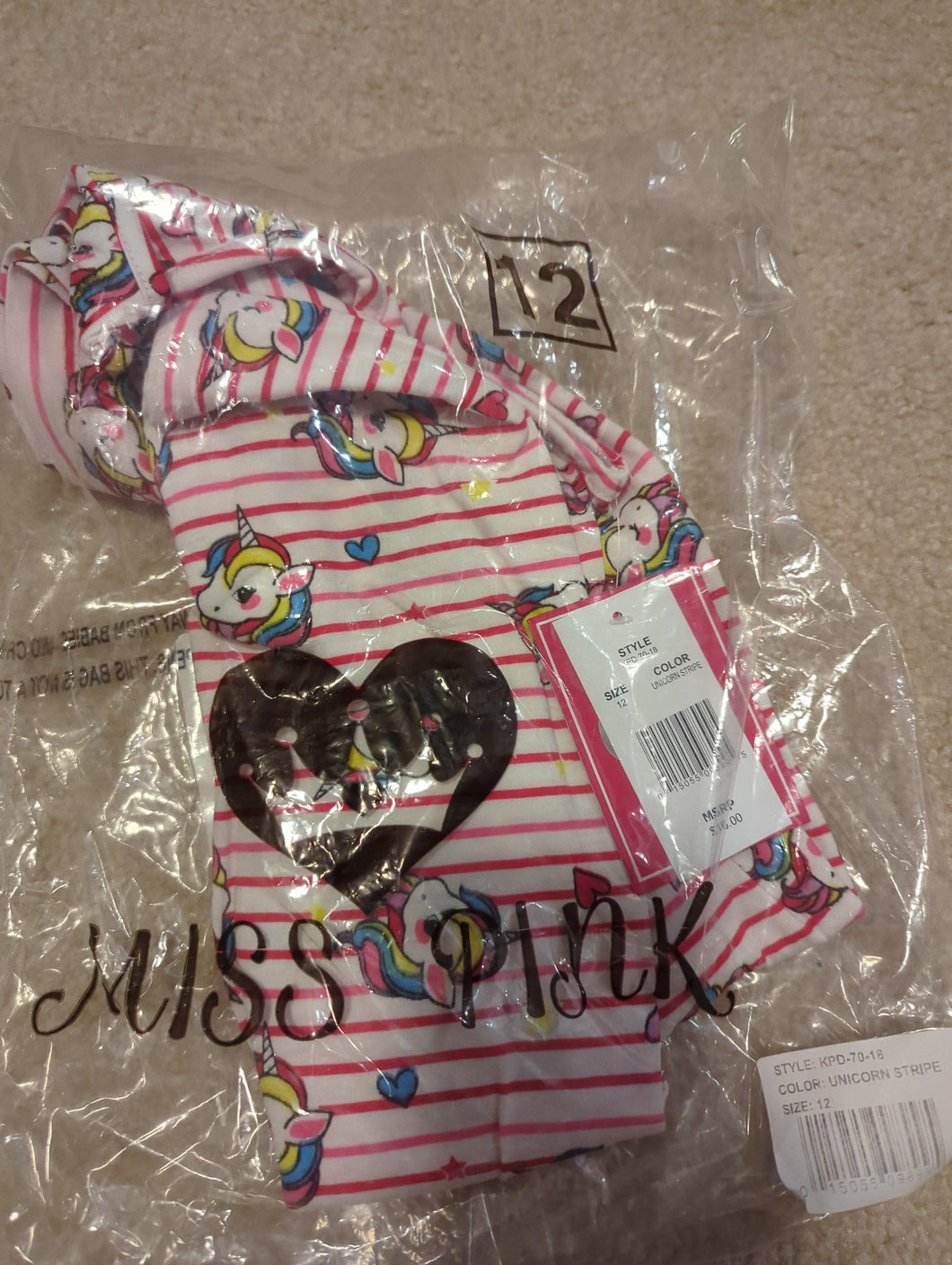 NIB unicorn tank dress Sz 12, New still bagged - size Kids 12