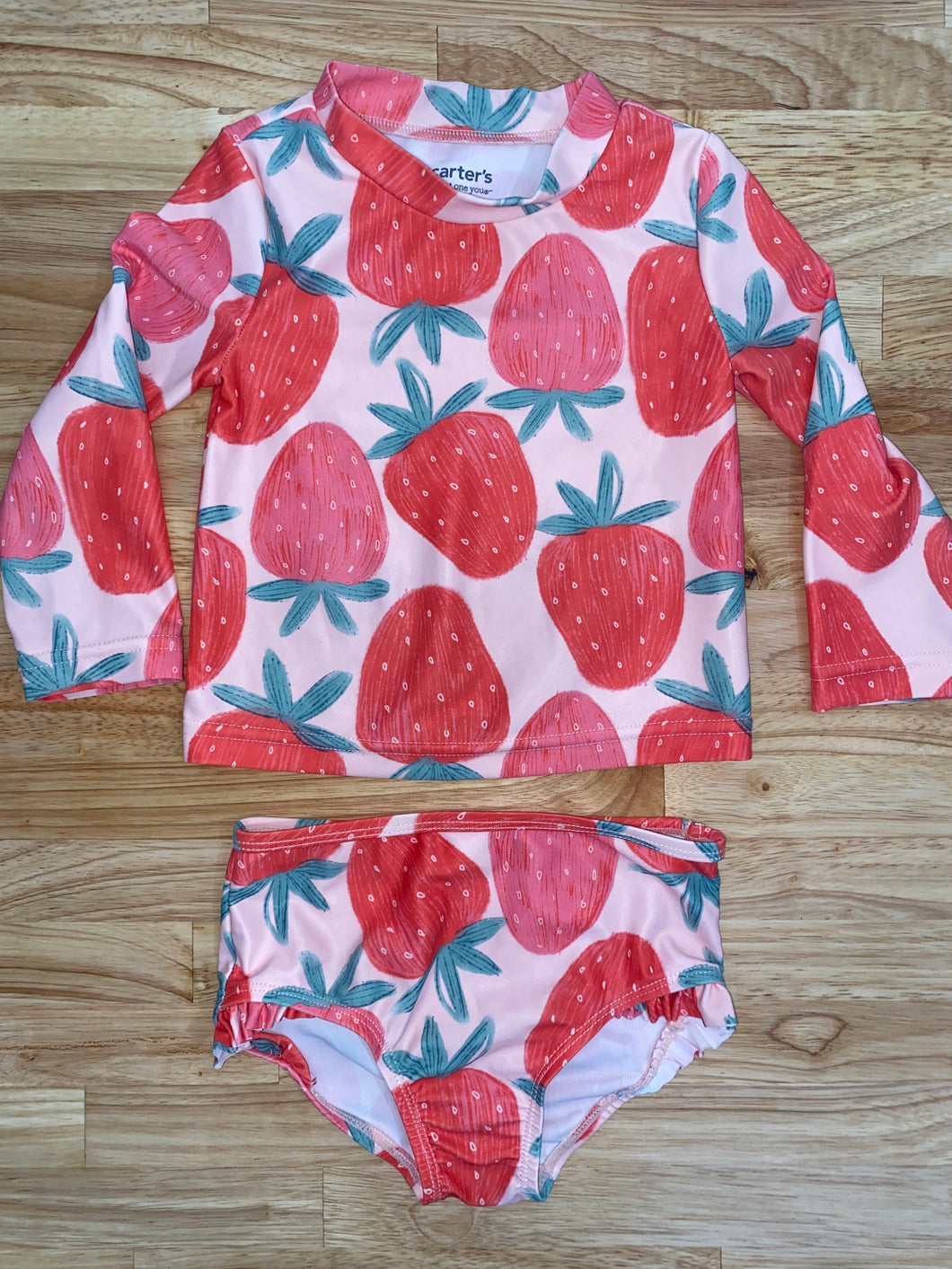 Strawberry Swimsuit Long sleeve two piece - size 18 Months