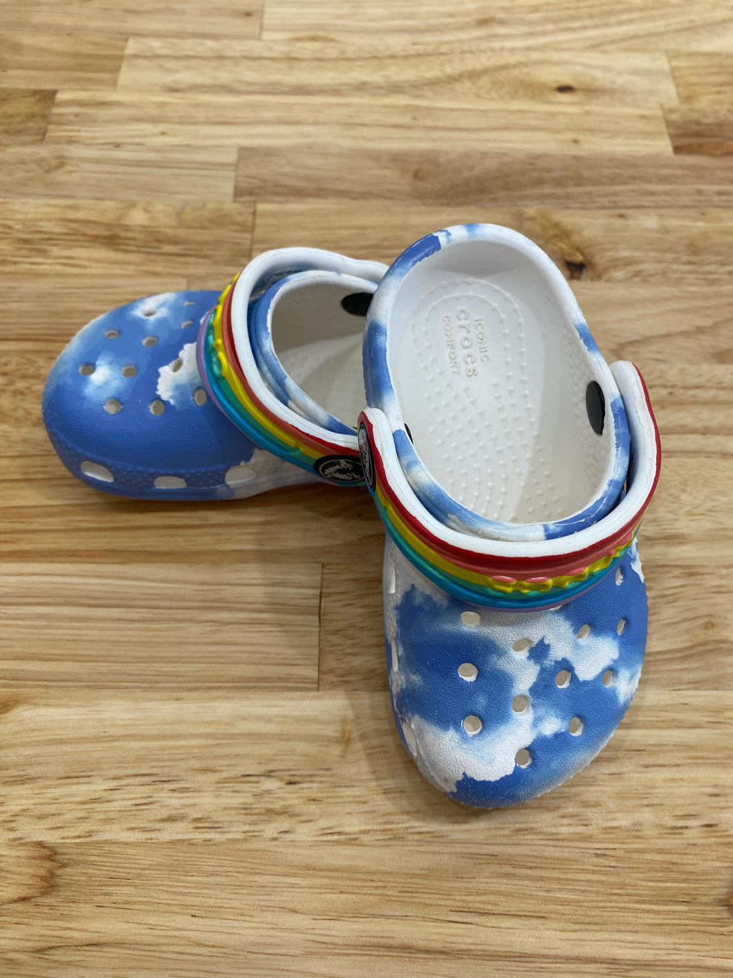 Cloud & Rainbow Crocs - size Shoes-toddler 5