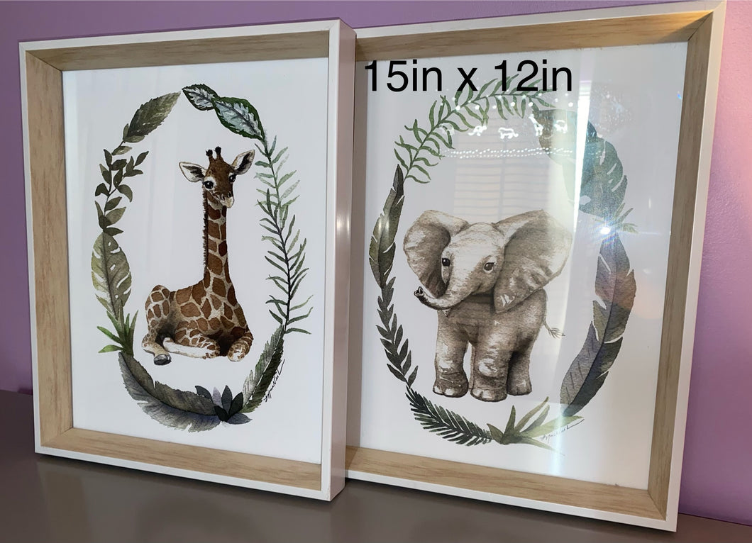 Jungle Safari Prints 15x12 wood framed art