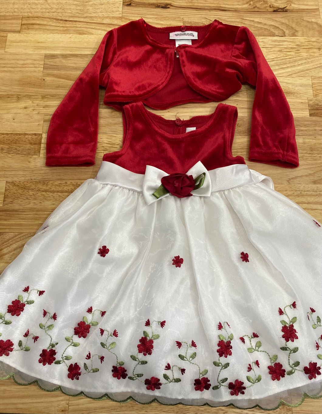 Red & White Flower Dress - size 12 Months