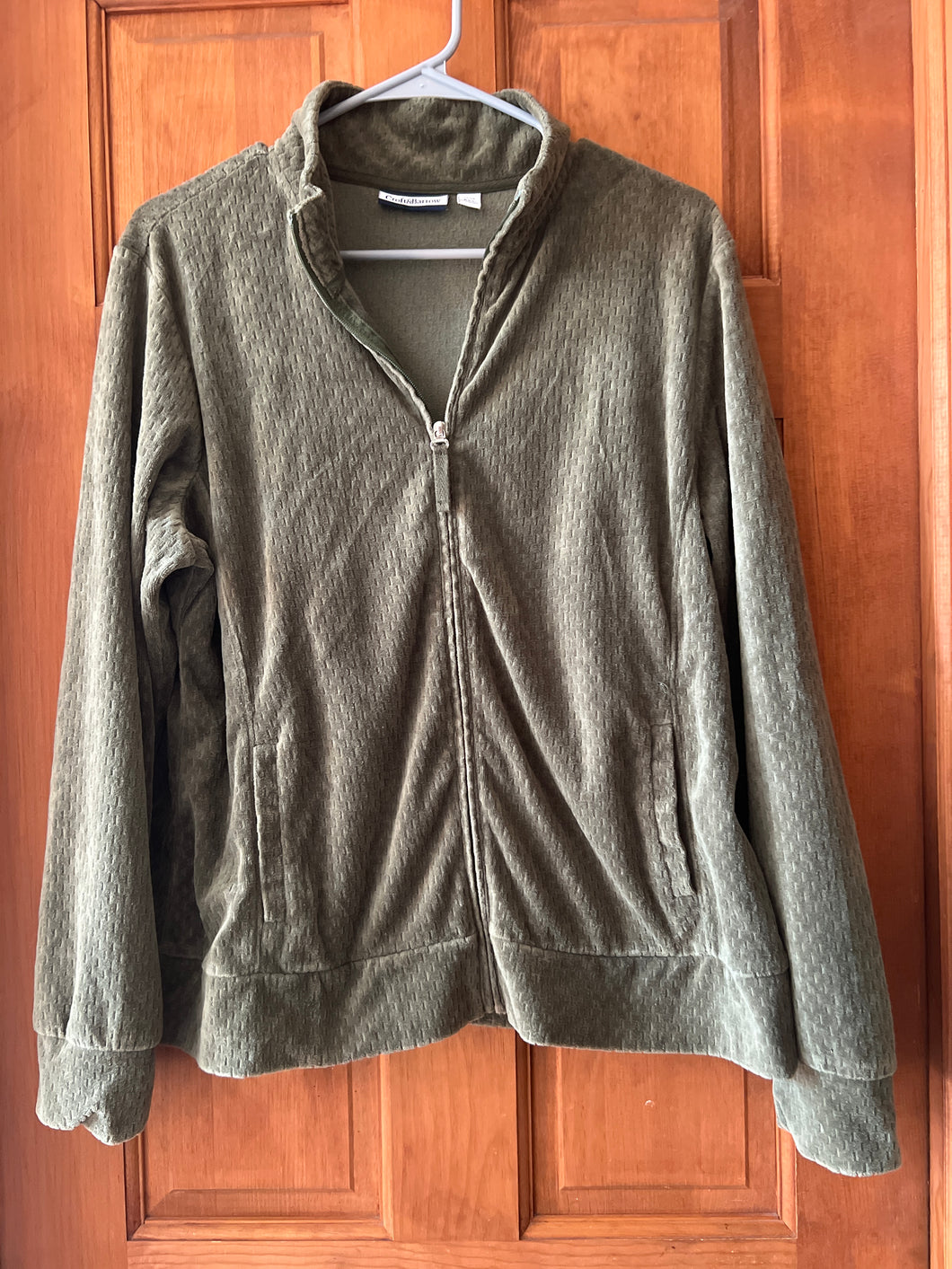 Green Velvet Zip Up Croft & Barrow - size Women XL (14)
