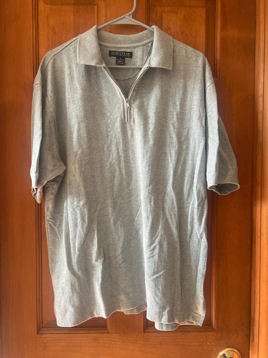 Grey Zip up Polo Structure - size Mens L
