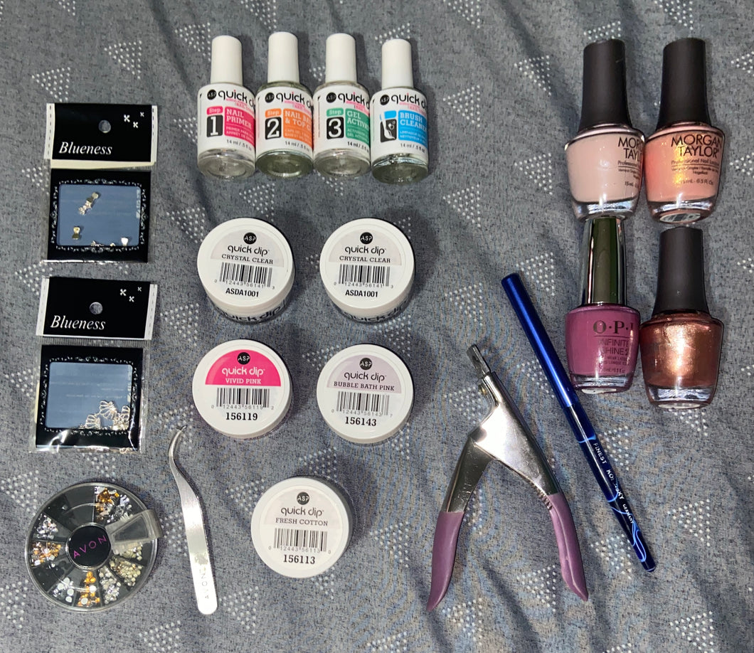 Quick dip nail powder, nail polishes & gems NEW