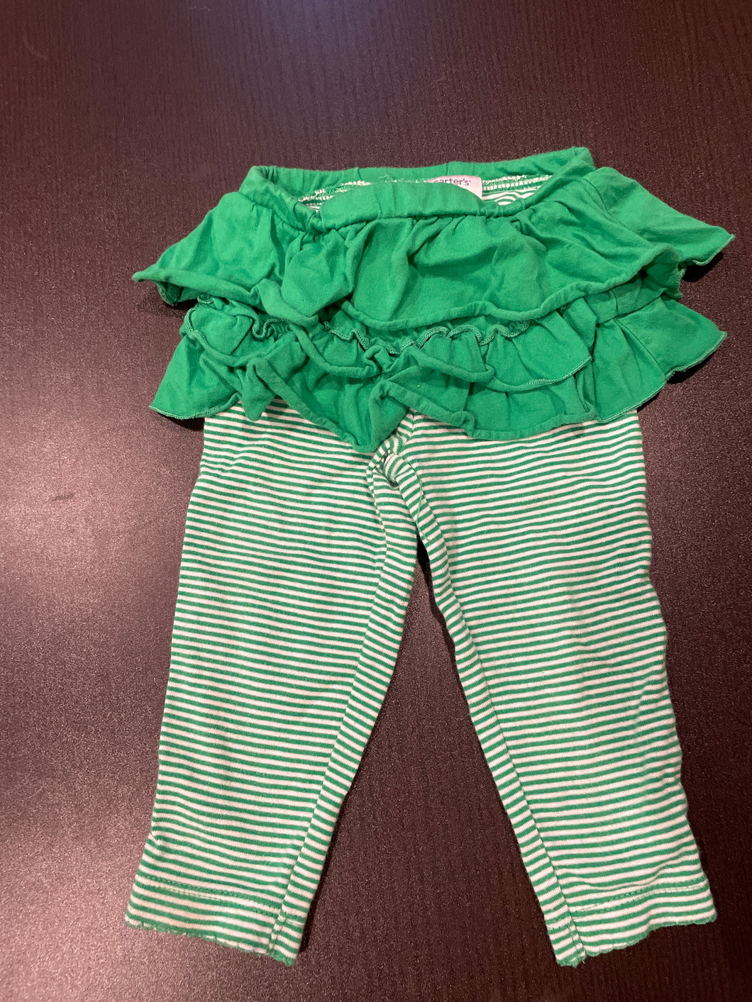 Green striped pants With skirt - size 12 Months