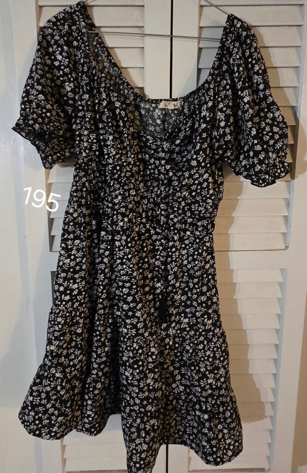 Hint of Blush Black Flower Dress - size Women L (12)