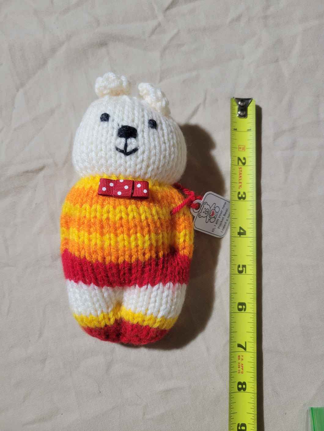 Orange,Red,Cream Crochet Pocket Bear