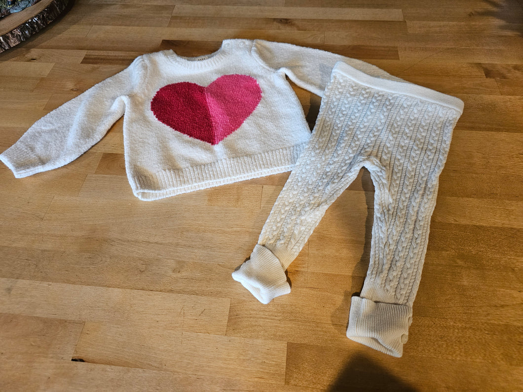 Baby gap sweater outfit> Heart sweater & leggings - size 6-9 Months