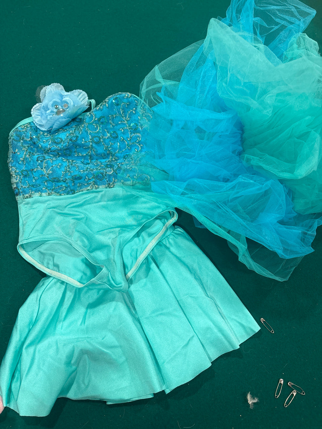 3 piece teal dance Costume - size 5T/5