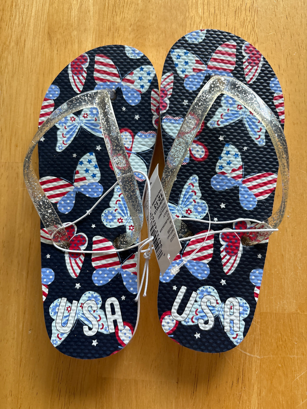 NEW CHILDRENS PLACE BUTTERFLY FLIP FLOPS - size Shoes-youth   12