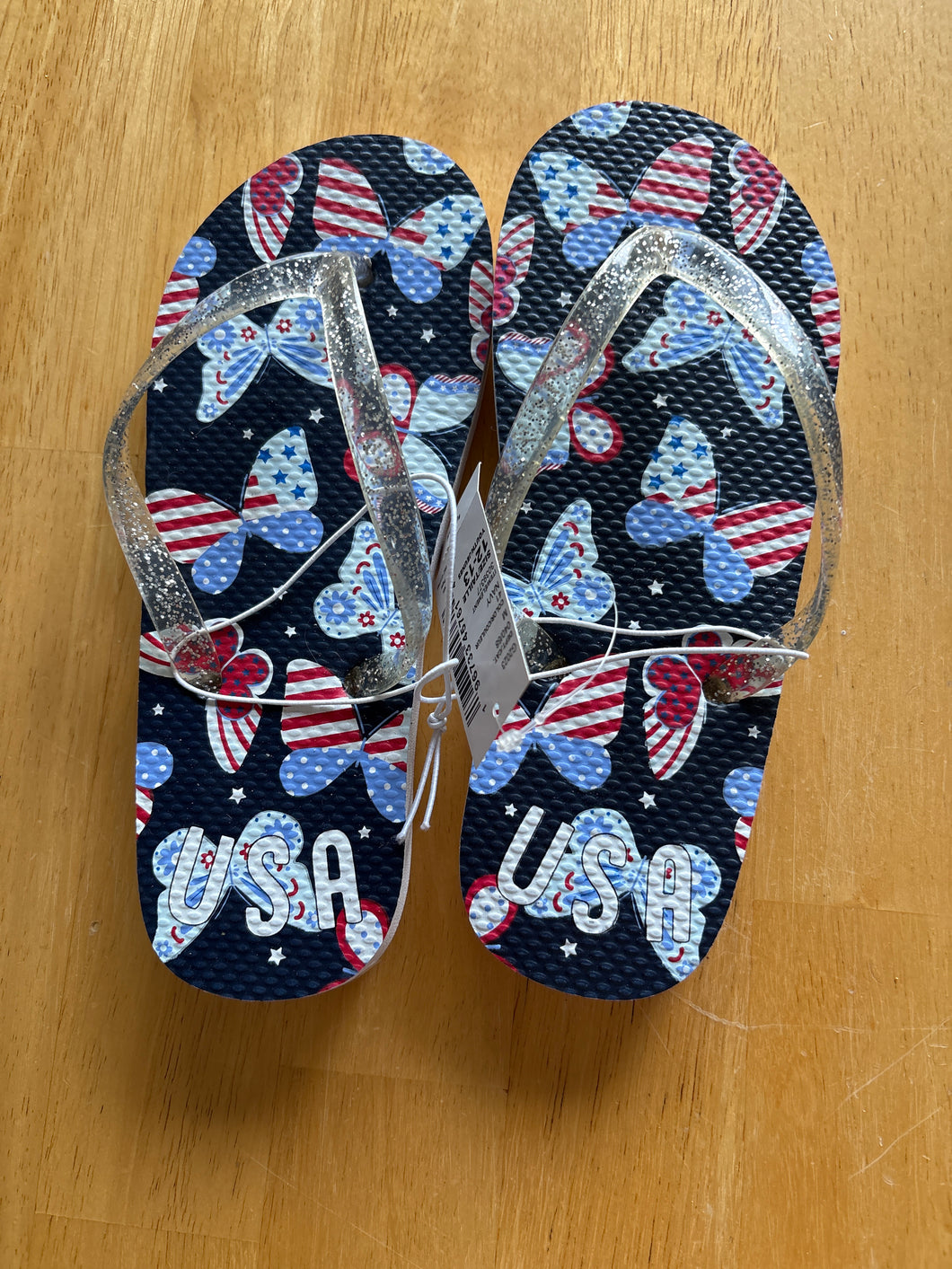 NEW CHILDRENS PLACE BUTTERFLY FLIP FLOPS - size Shoes-youth   12