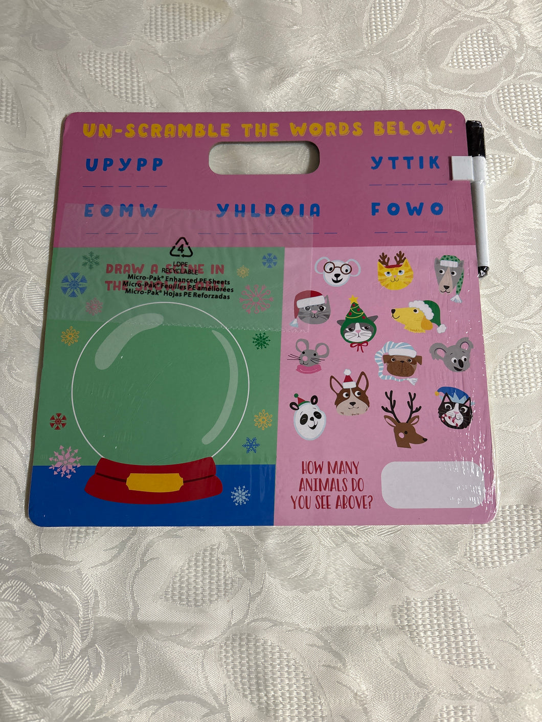 NEW CHRISTMAS WIPE OFF ACTIVITY BOARD 2 SIDED