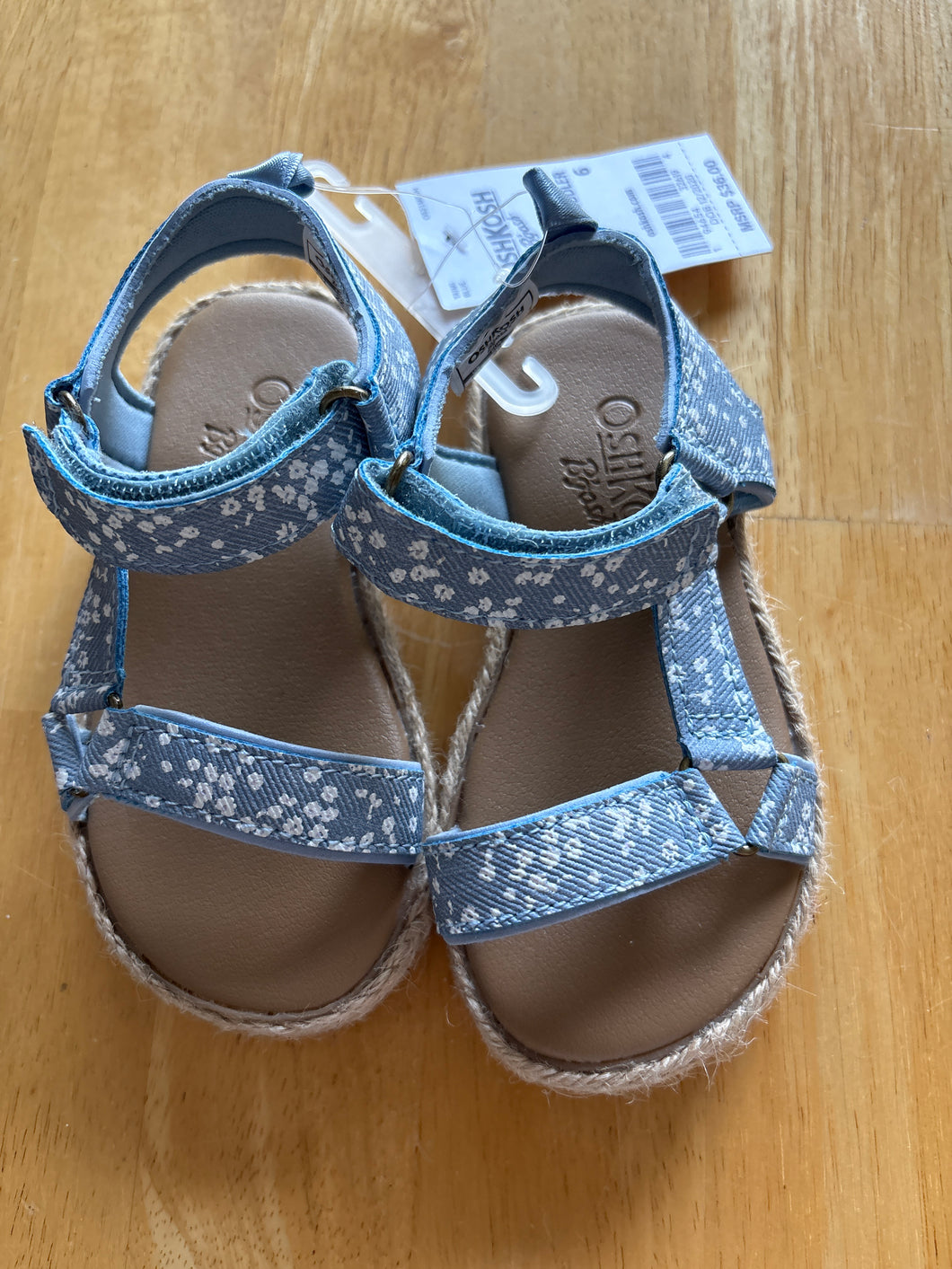 NEW OSK KOSH BLUE FLORAL SANDALS - size Shoes-toddler 6