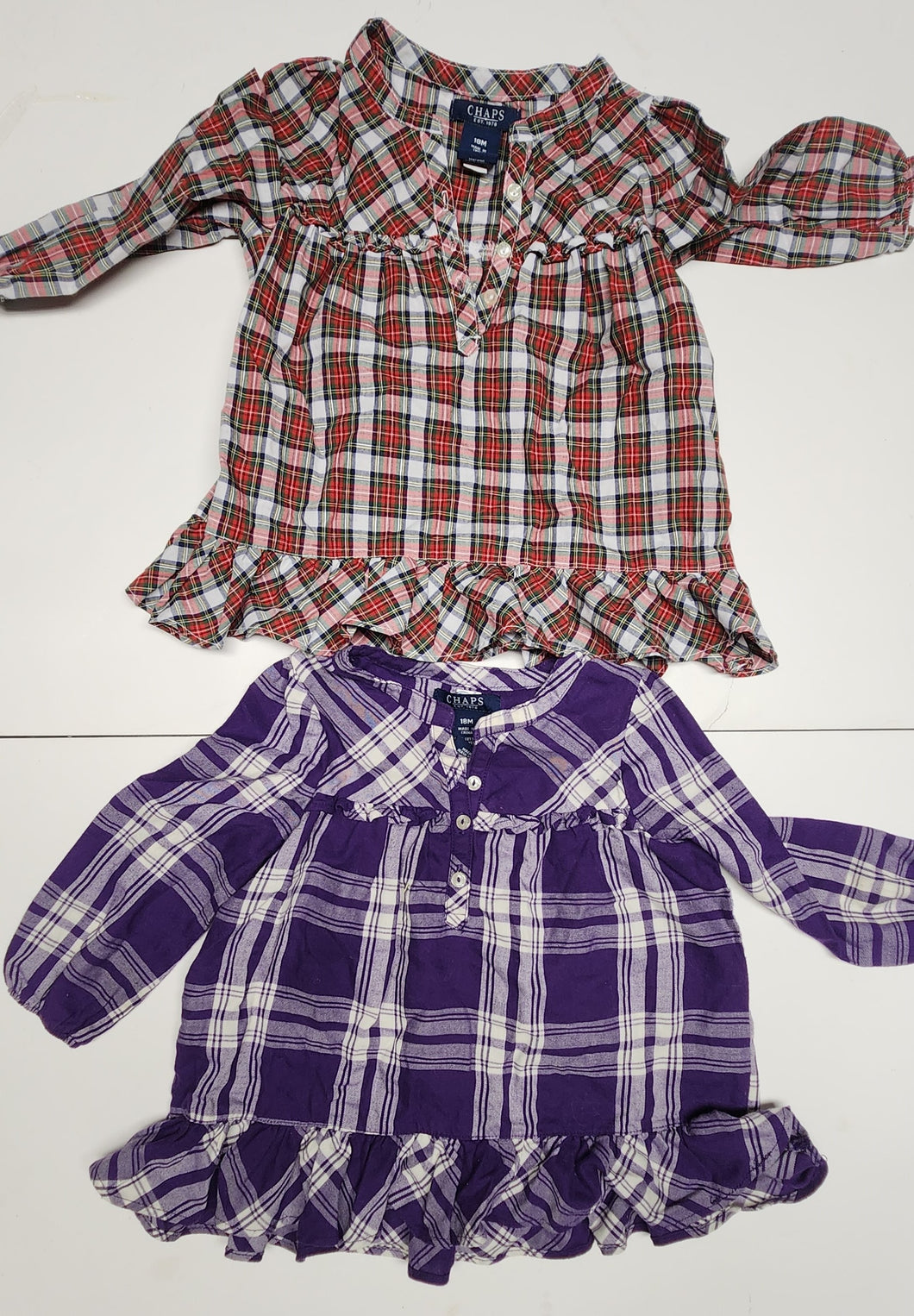 Chaps dresses 2 checkered dresses - size 18 Months