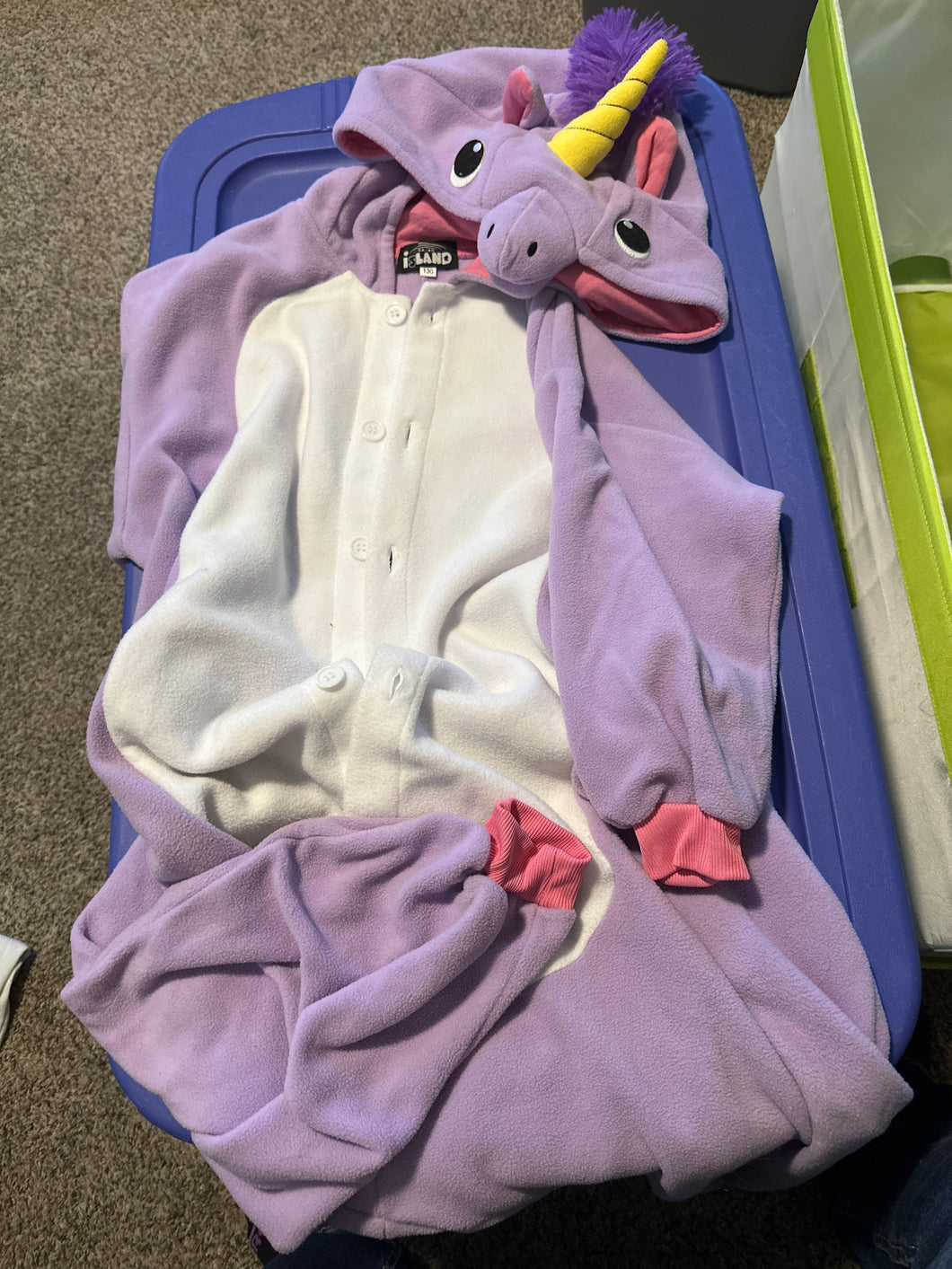 Island unicorn onesie Purple w fuzzy tail - size Kids 6