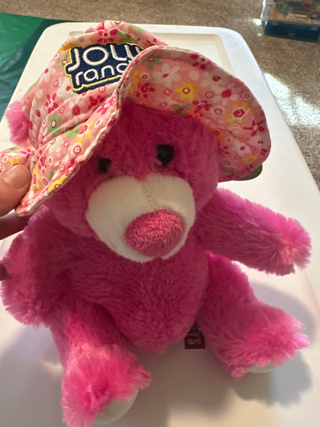 Jolly rancher bear pink hat- does not remove