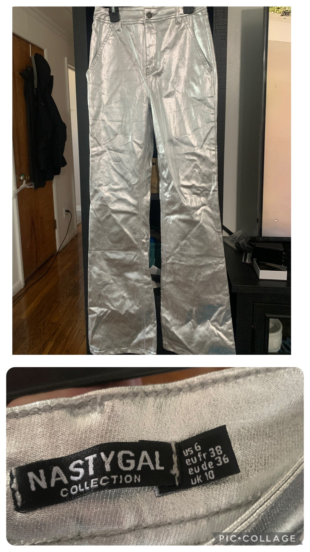 Silver boot cut pants Nasty Gal Brand - size Women S (4-6)