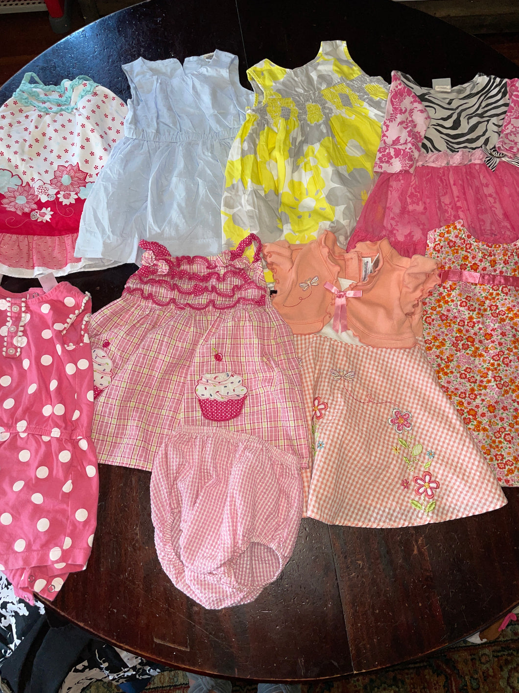 9 pieces 7 dresses, 1 romper, - size 18 Months