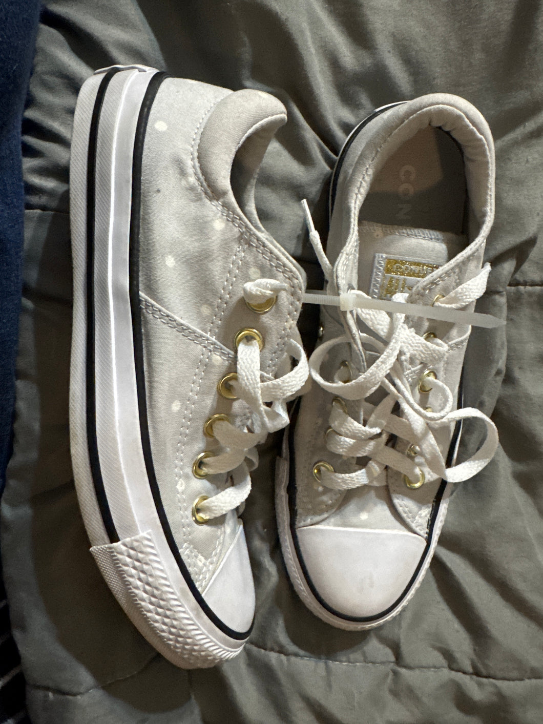 Converse Grey Polka Dot Low - size Shoes-teen 7