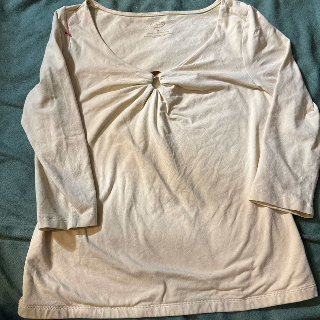 Talbots Beige 3/4 sleeve Cotton shirt - size Women M (8-10)