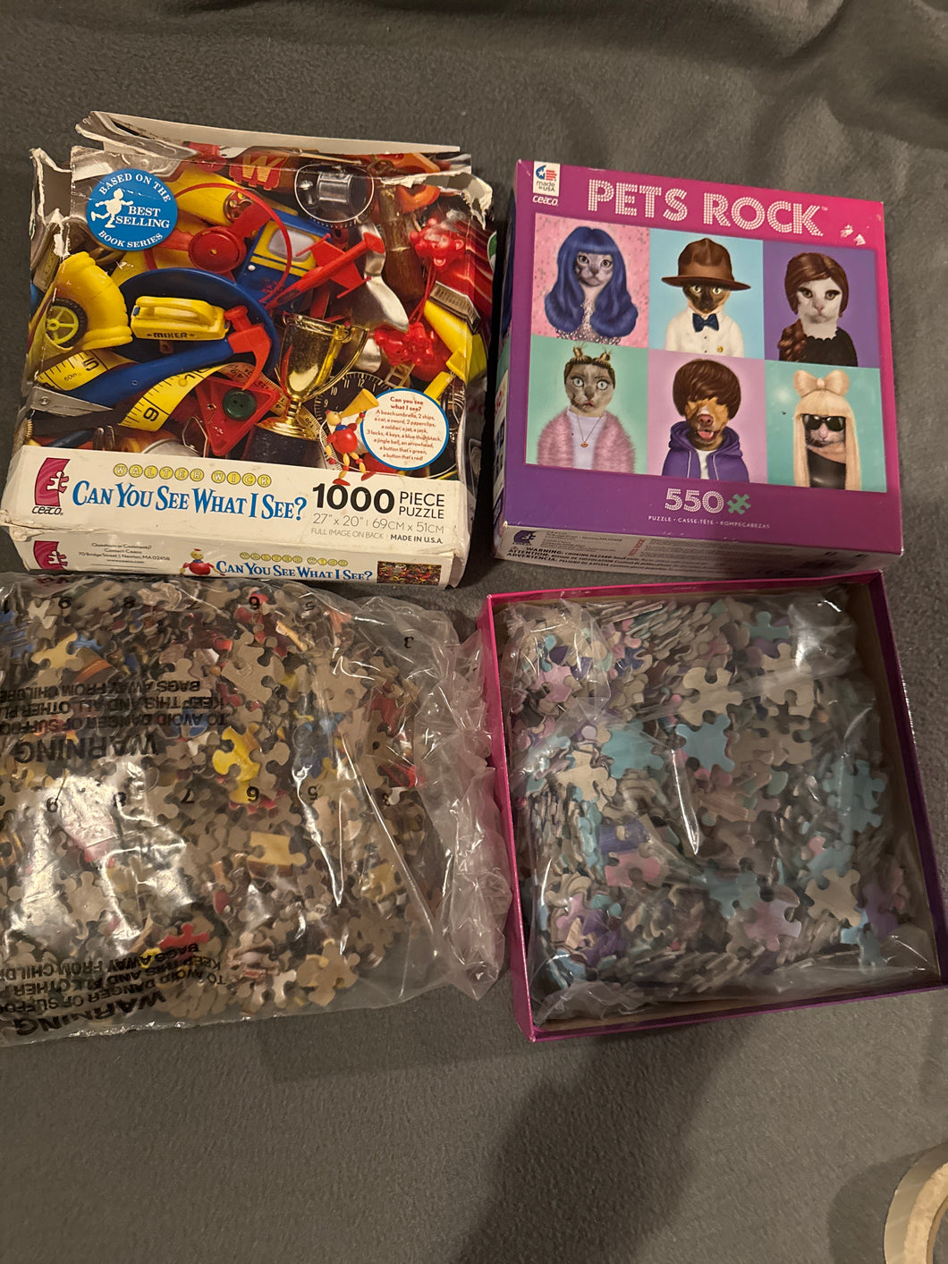 Never Opened puzzles 1000pc Look& find & 550