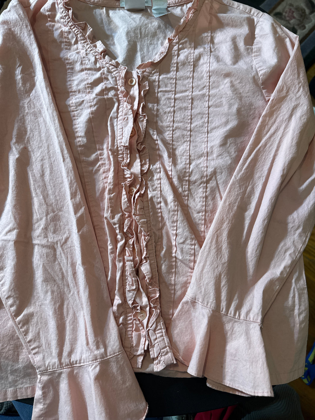 Emma James Peach Ruffled Blouse - size Women L (12)